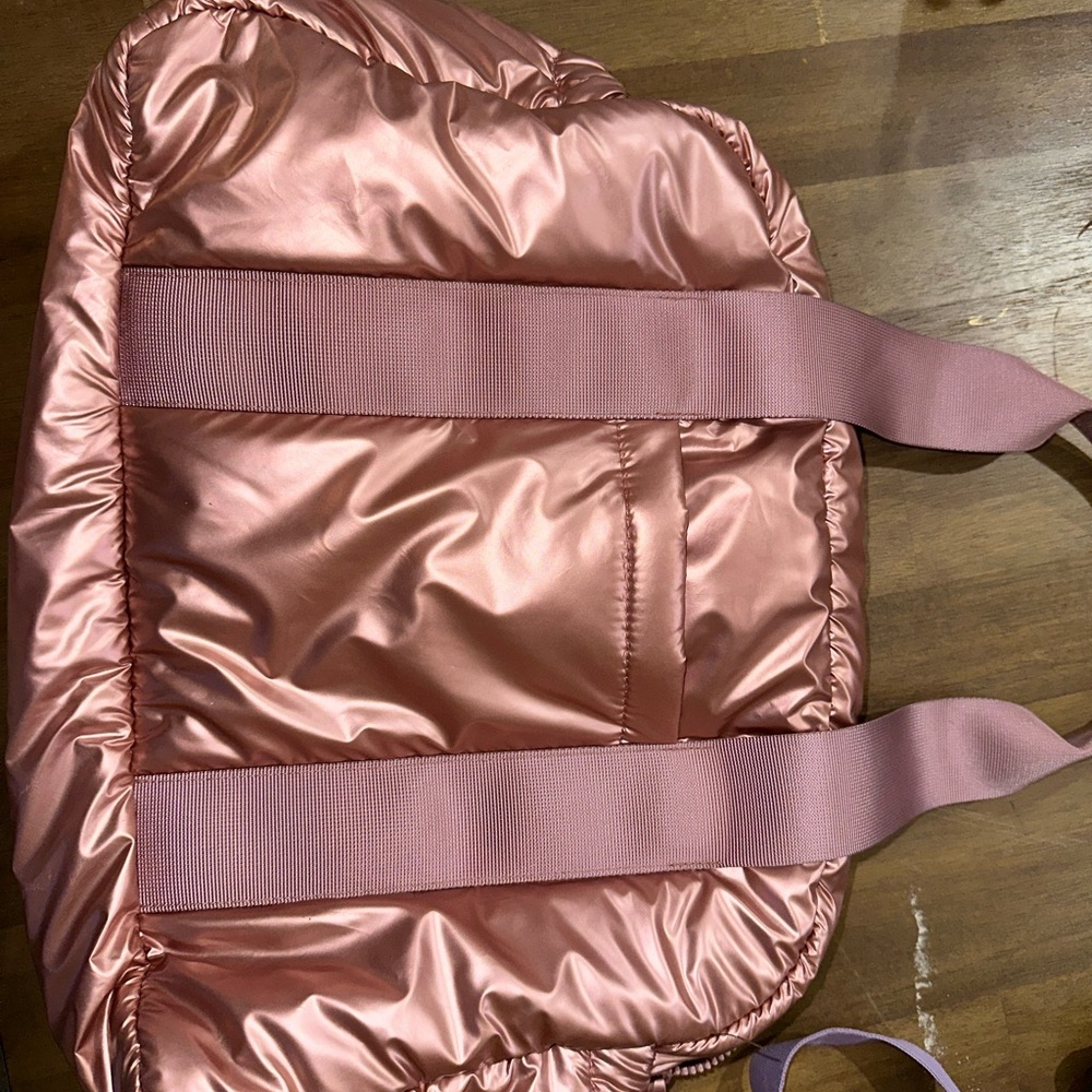 Pink Satin Tote Bag with Wide Webbing Straps - Picture 5 of 5